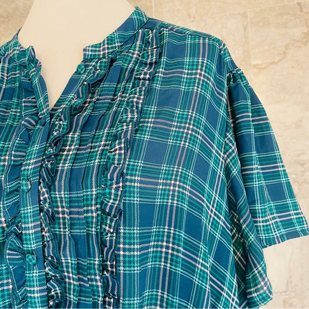 Torrid Plaid Ruffle Button Up Shirt - Picture 5 of 8